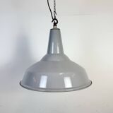 Large Industrial British Grey Enamel Pendant Lamp from Benjamin, 1960s