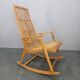Rare Midcentury Wood and Rattan Rocking Chair, Denmark, 1960s