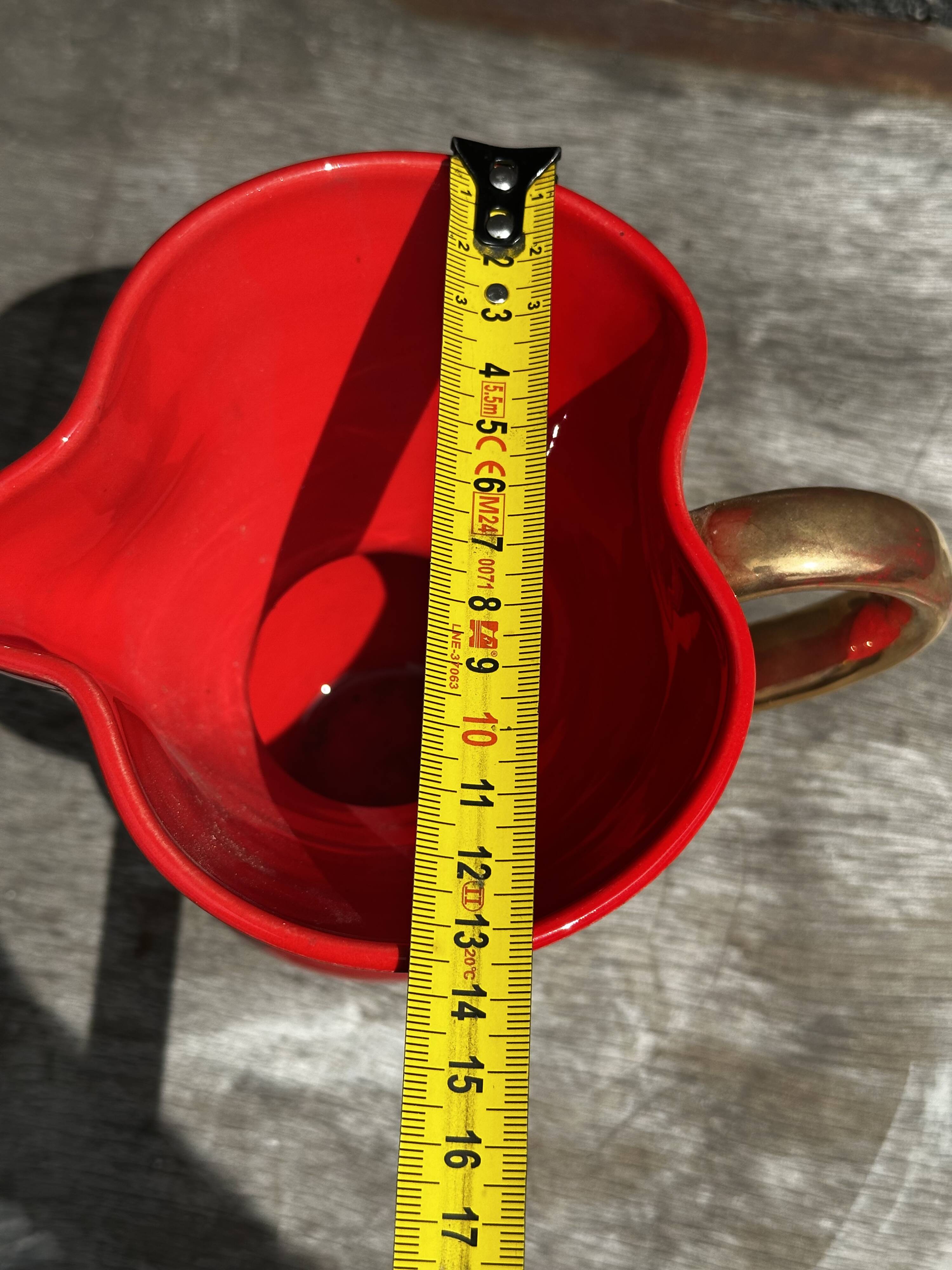 Red Pitcher Vase with Gold Accents Attributed to André Baud - Vallauris