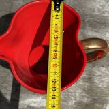 Red Pitcher Vase with Gold Accents Attributed to André Baud - Vallauris