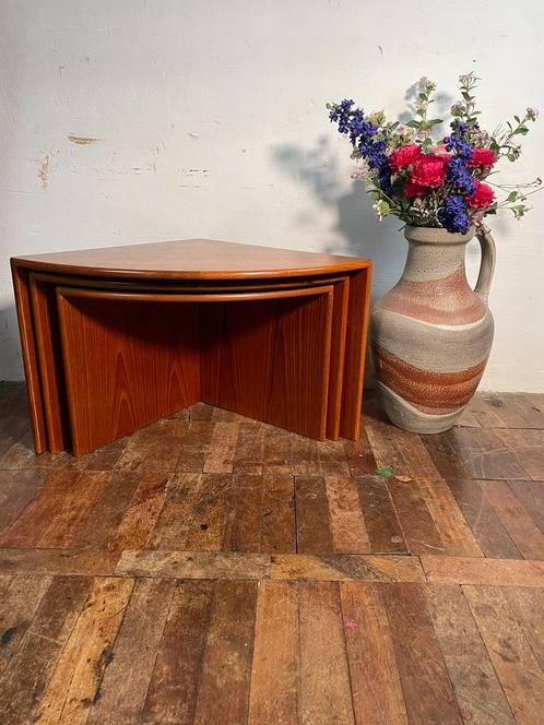 Set of 3 MCM nesting side tables in Danish teak