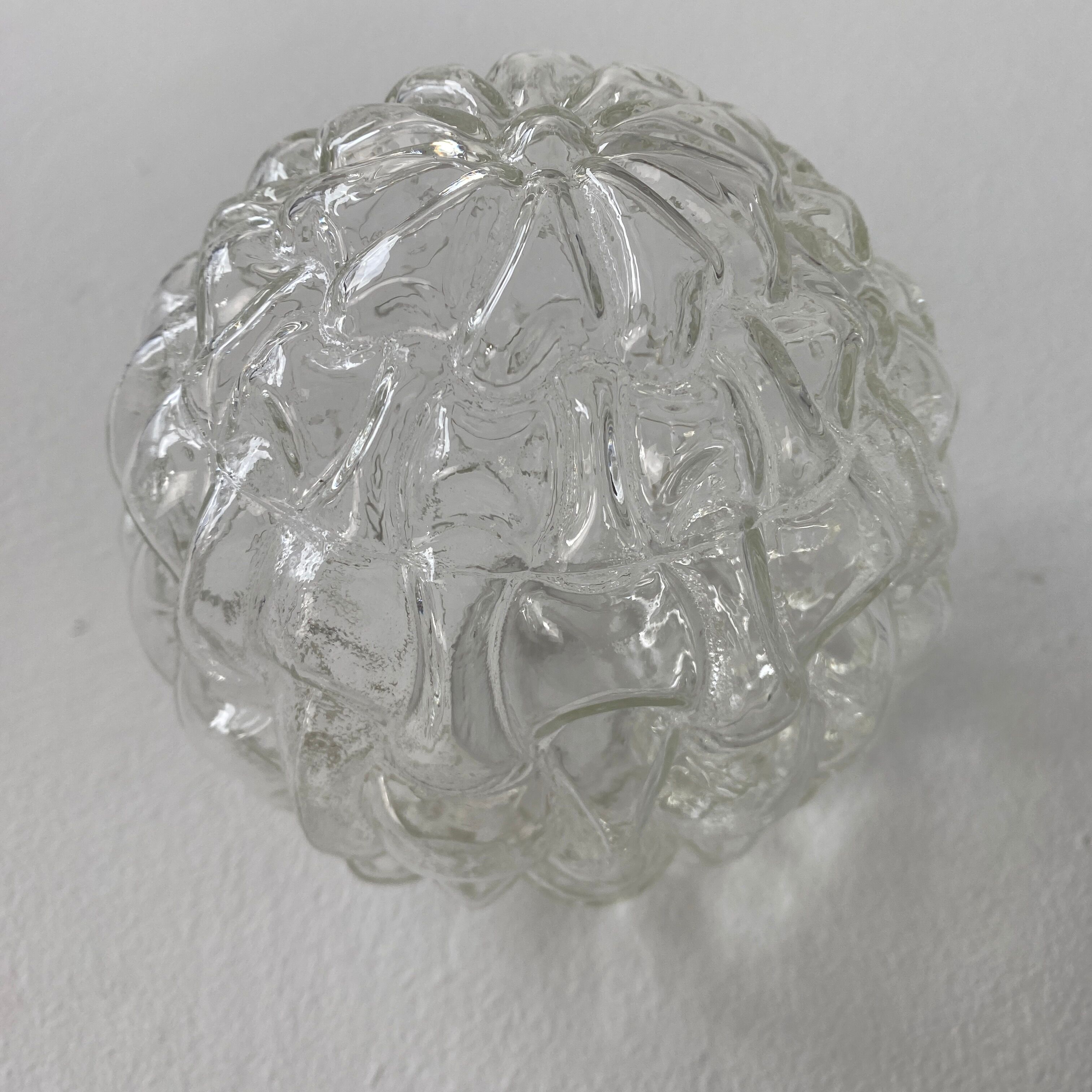 Set of 3 vintage glass pendant lamps