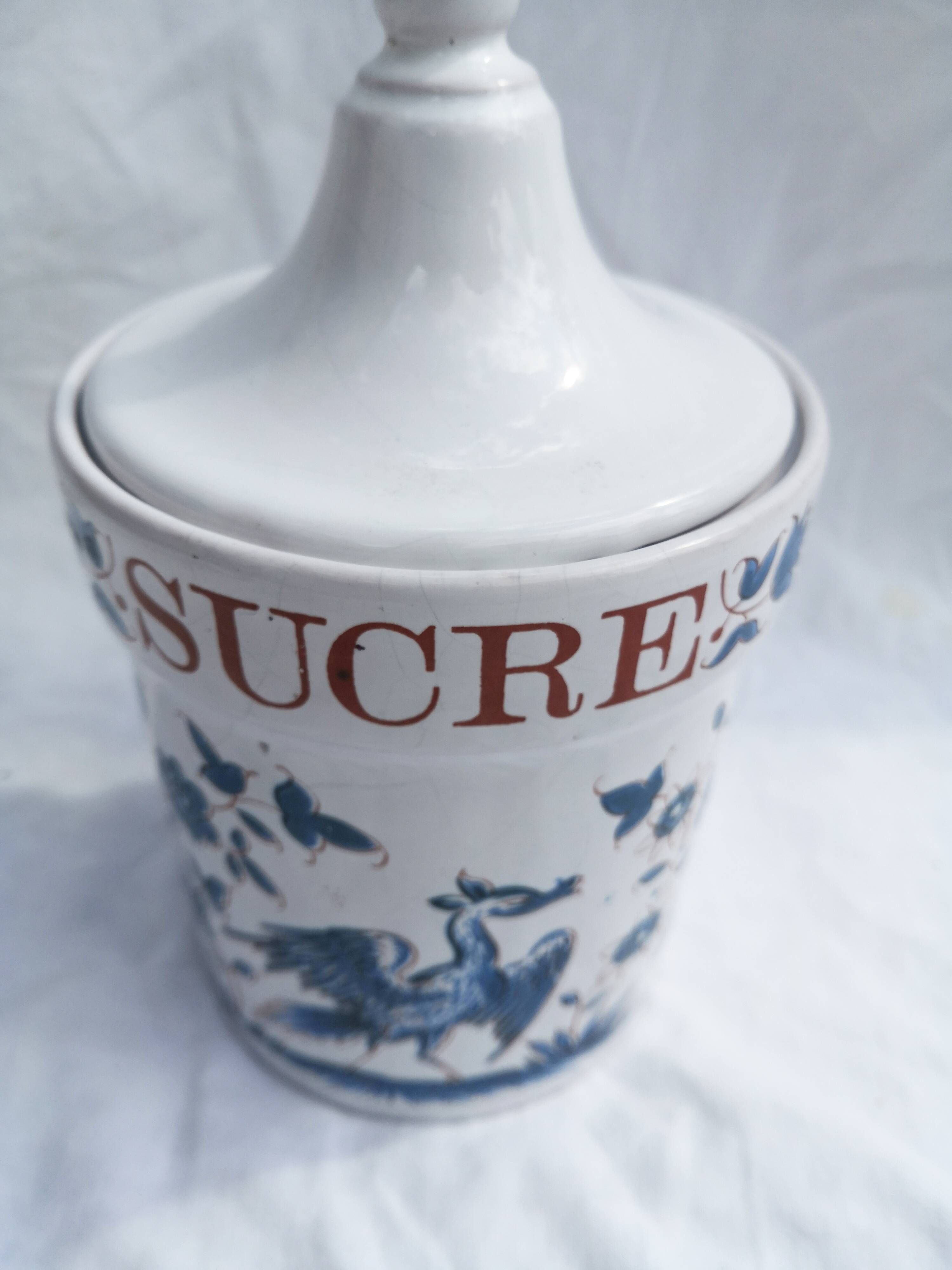 Moustiers porcelain sugar pot