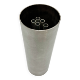 Roll vase / built-in flower stick – brushed aluminum, 1970s