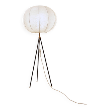 Lampadaire tripode vintage cocoon avec détails en laiton, années 1960