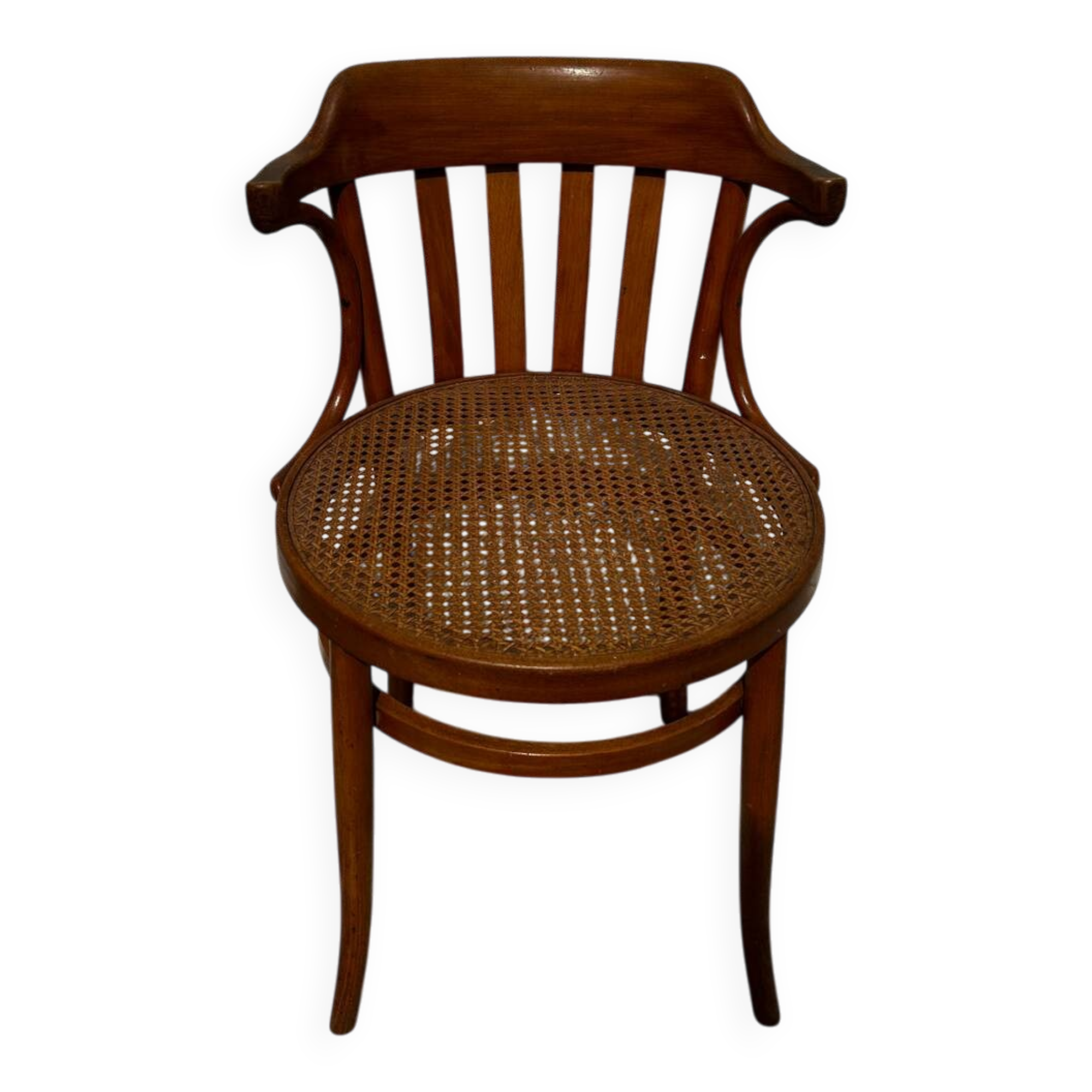 Bistro chair in curved wood and caning – Thonet style – 20th century seat