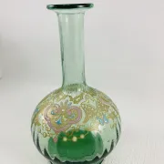 Moser Type Green Enamelled Glass Ball Vase Soliflore - 1900