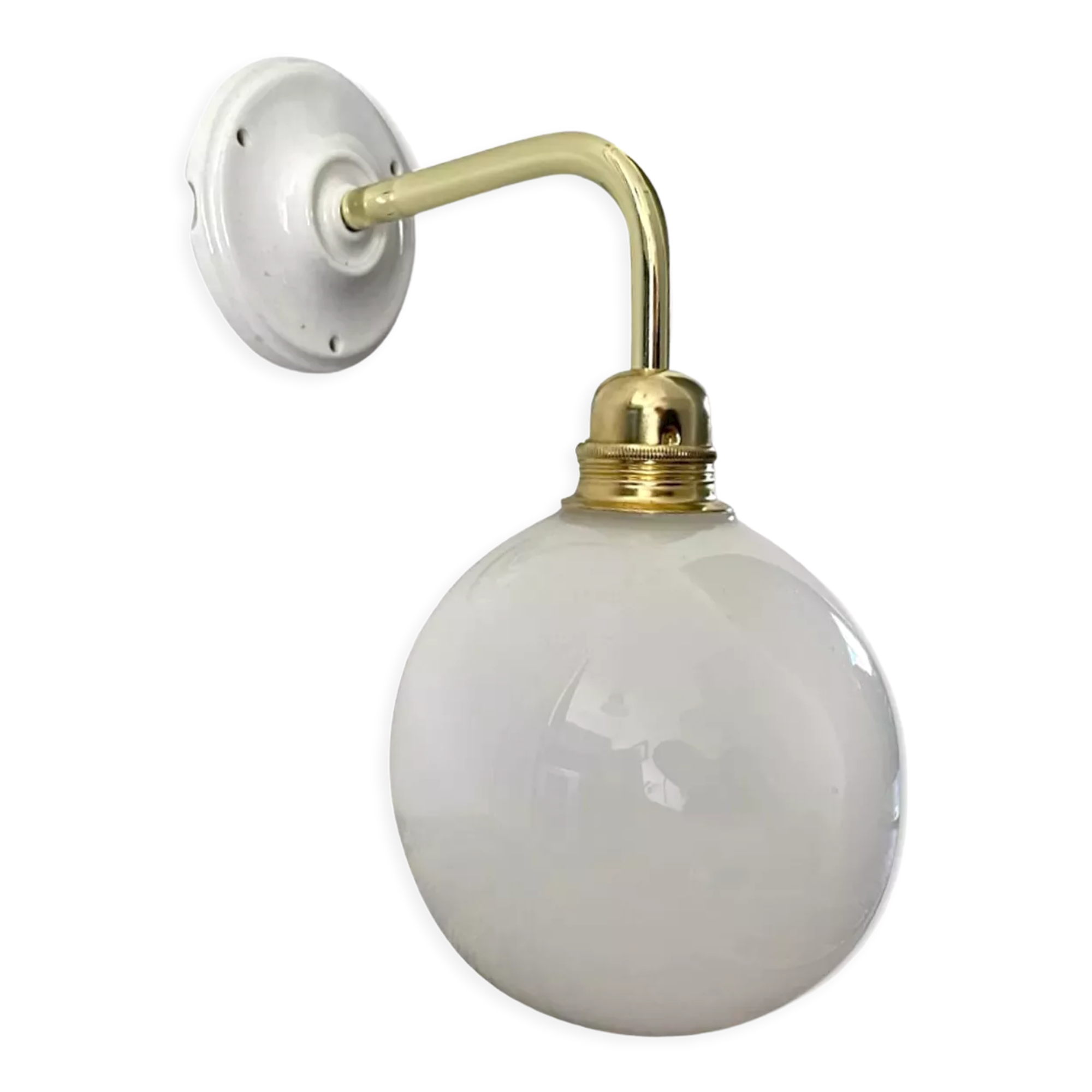 White opaline globe wall lamp