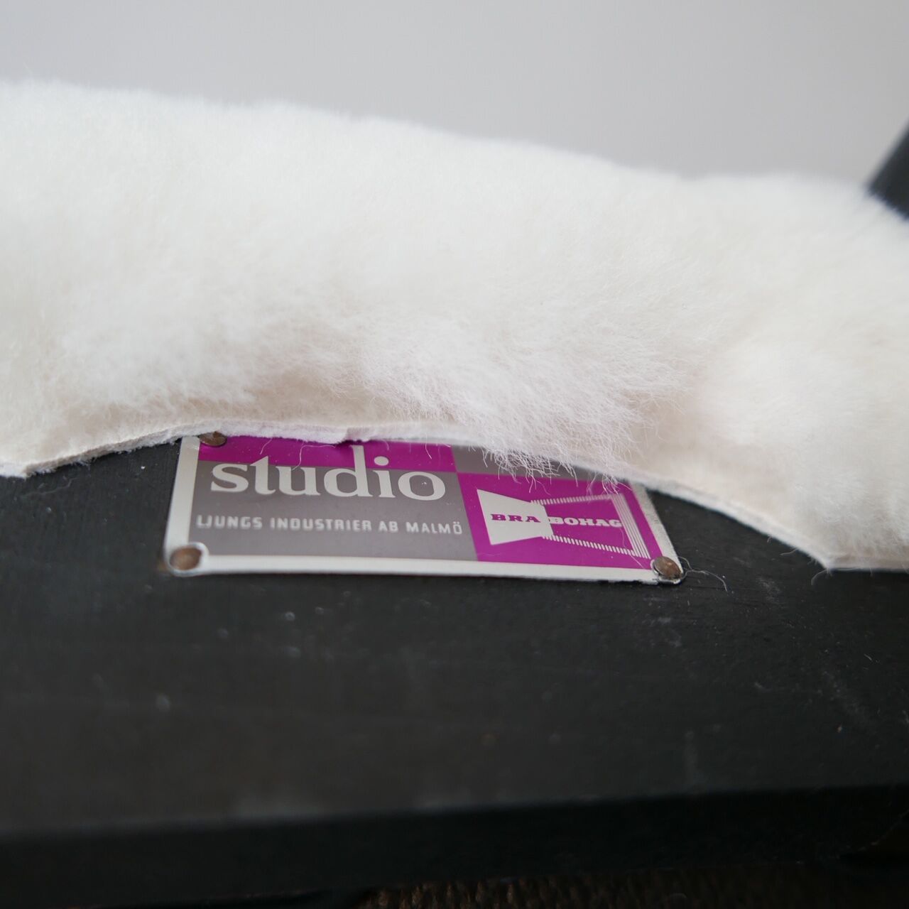 Pair of Alf Svensson 'TeVe' sheepskin shearling lounge chairs