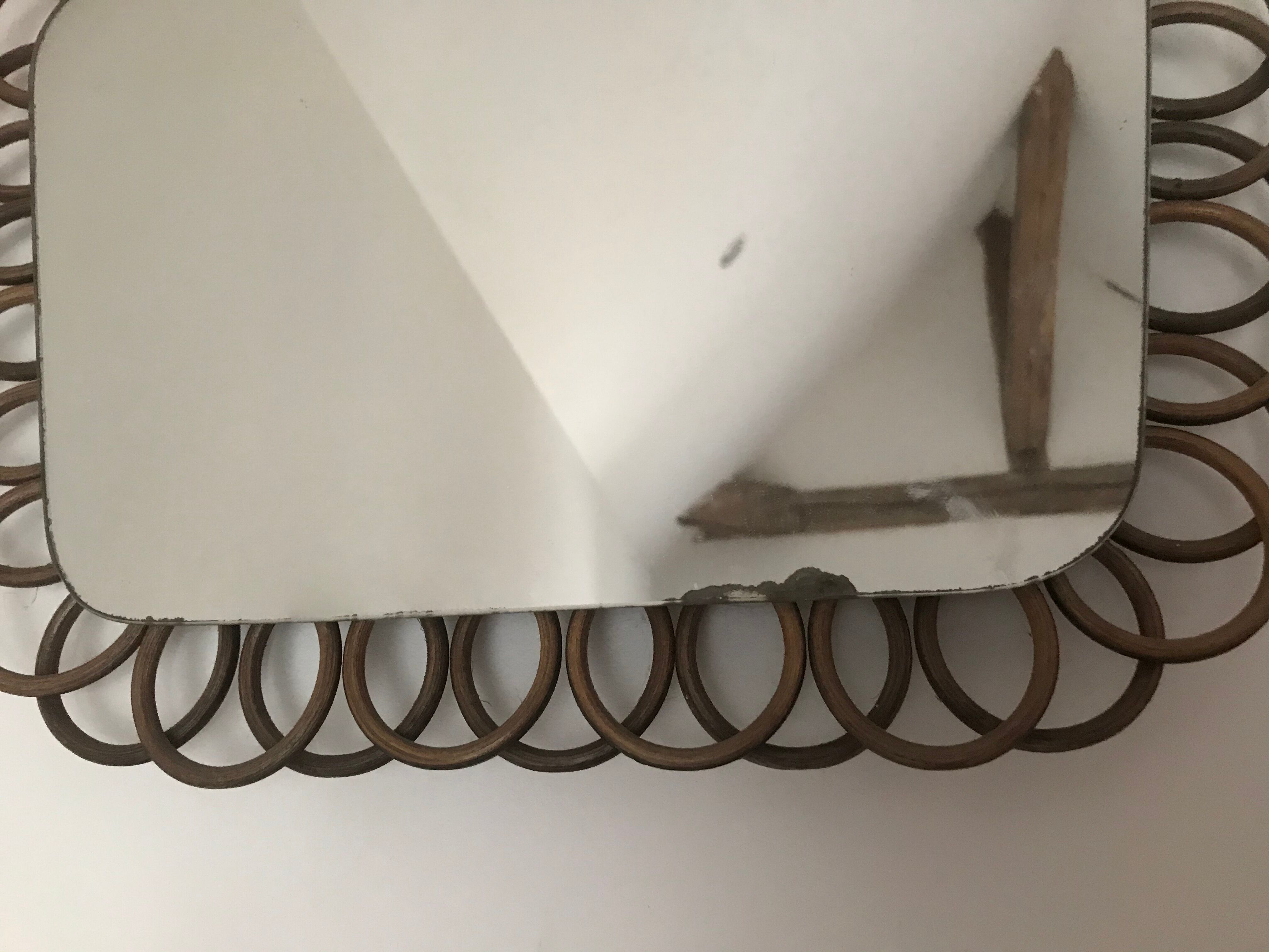 Vintage mirror in 32x40 cm rattan