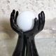 Black and white opaline hand lamp.