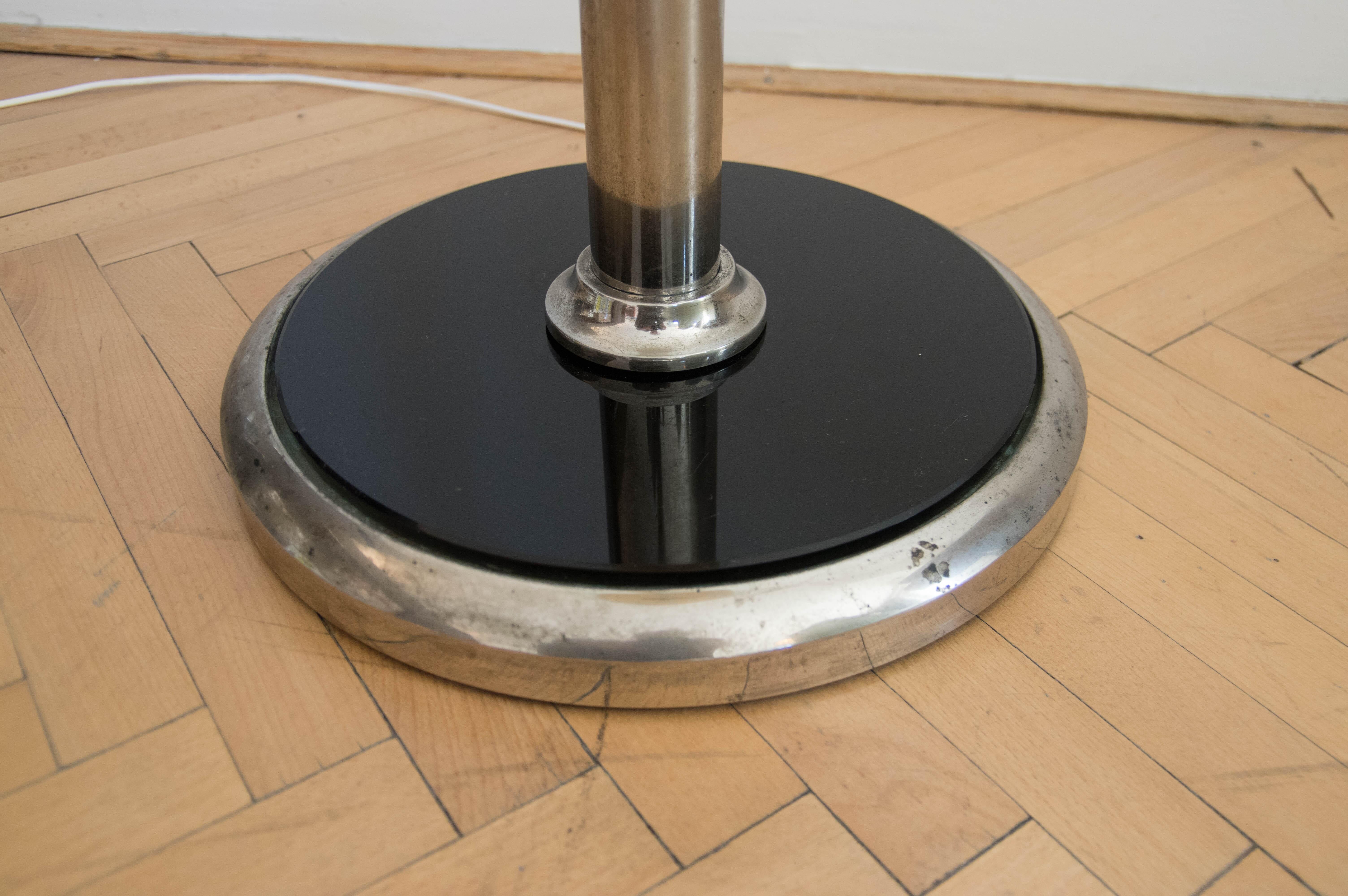 1930s Floor Nickel Lamp with Side Table – Functionalism, Bauhaus