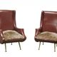 Pair of armchairs vintage with feet brass Italy 1960 s