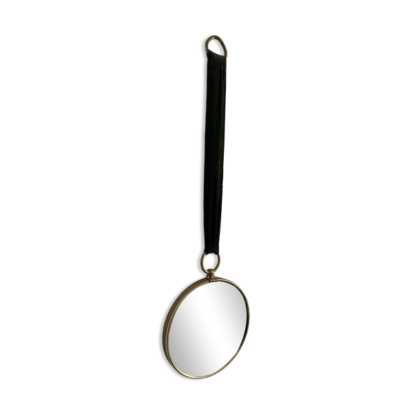 Miroir vintage 1960 oeil de sorcière ruban vert - 20 x 67 cm — Beyit