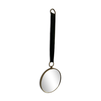 Vintage 1960 witch's eye mirror with green ribbon - 20 x 67 cm