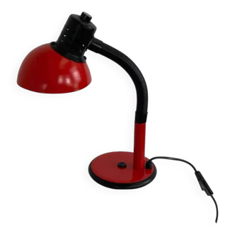 Red aluminum desk lamp from the 70s