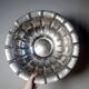 Large basin, bowl, Olri Italy vintage 1950s hammered silver.