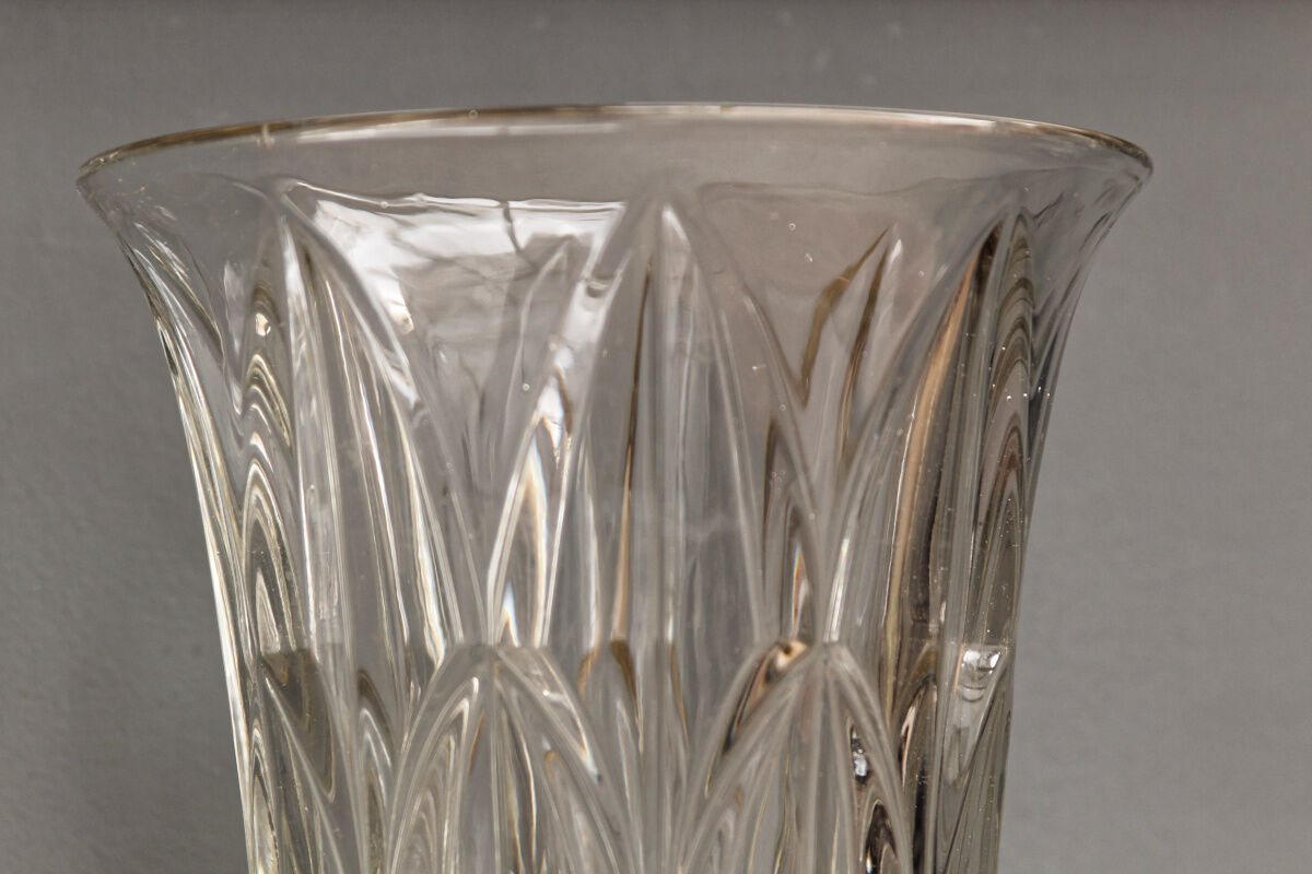 Vase art déco transparent en verre