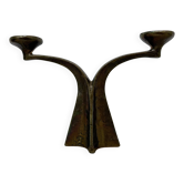 Brutalist bronze candle stick by Michael Harjes , 1970s
