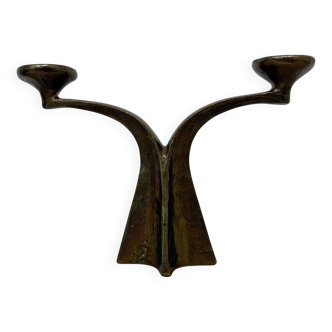 Bougeoir brutaliste en bronze par Michael Harjes, années 1970