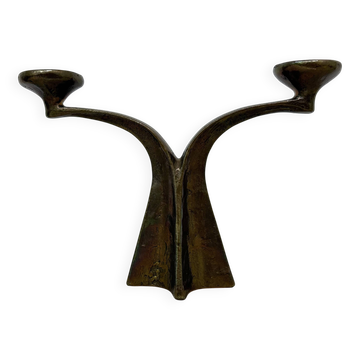Brutalist bronze candle stick by Michael Harjes , 1970s