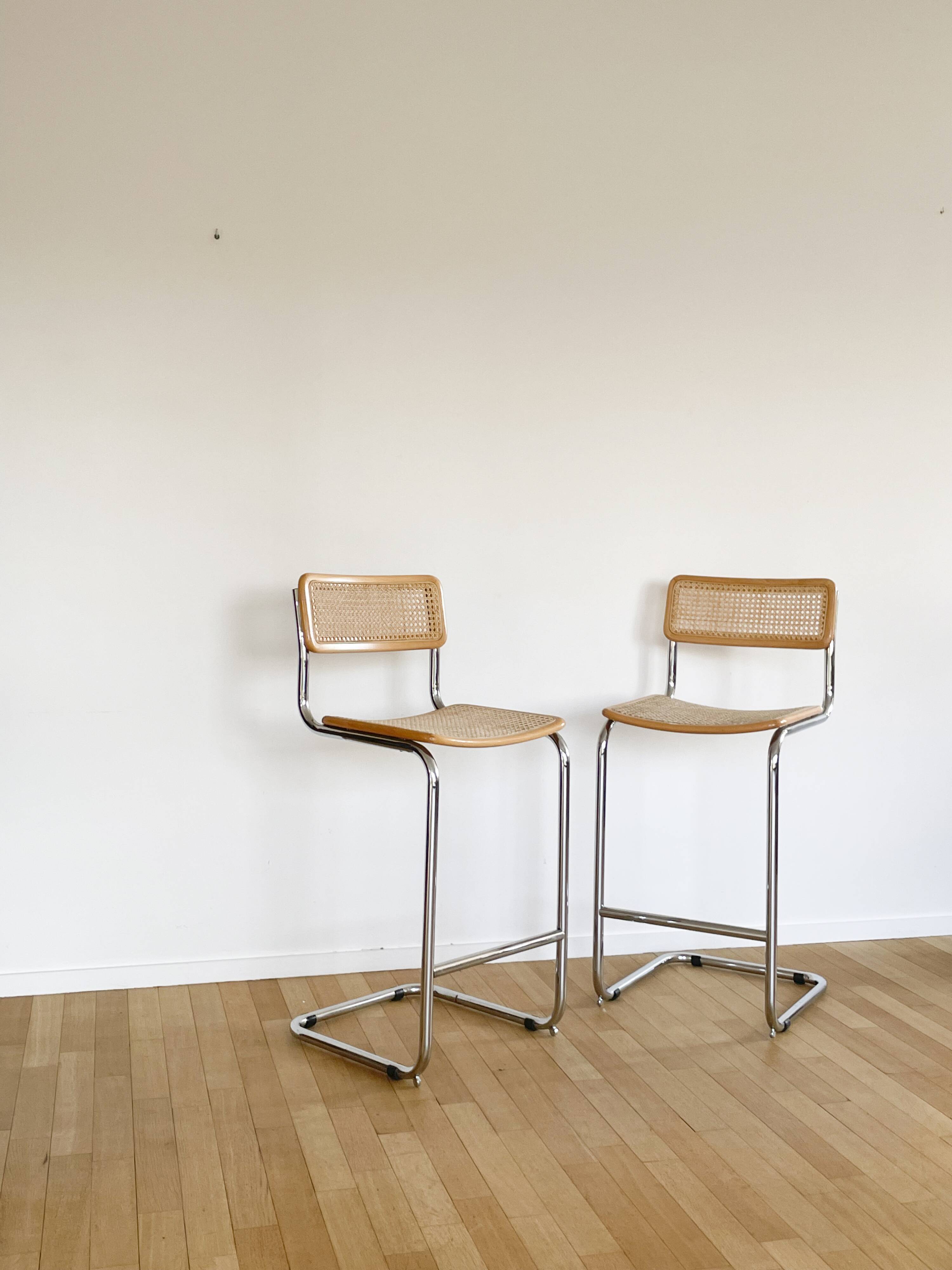 Pair bar chairs Cesca S32 Marcel Breuer, 1970