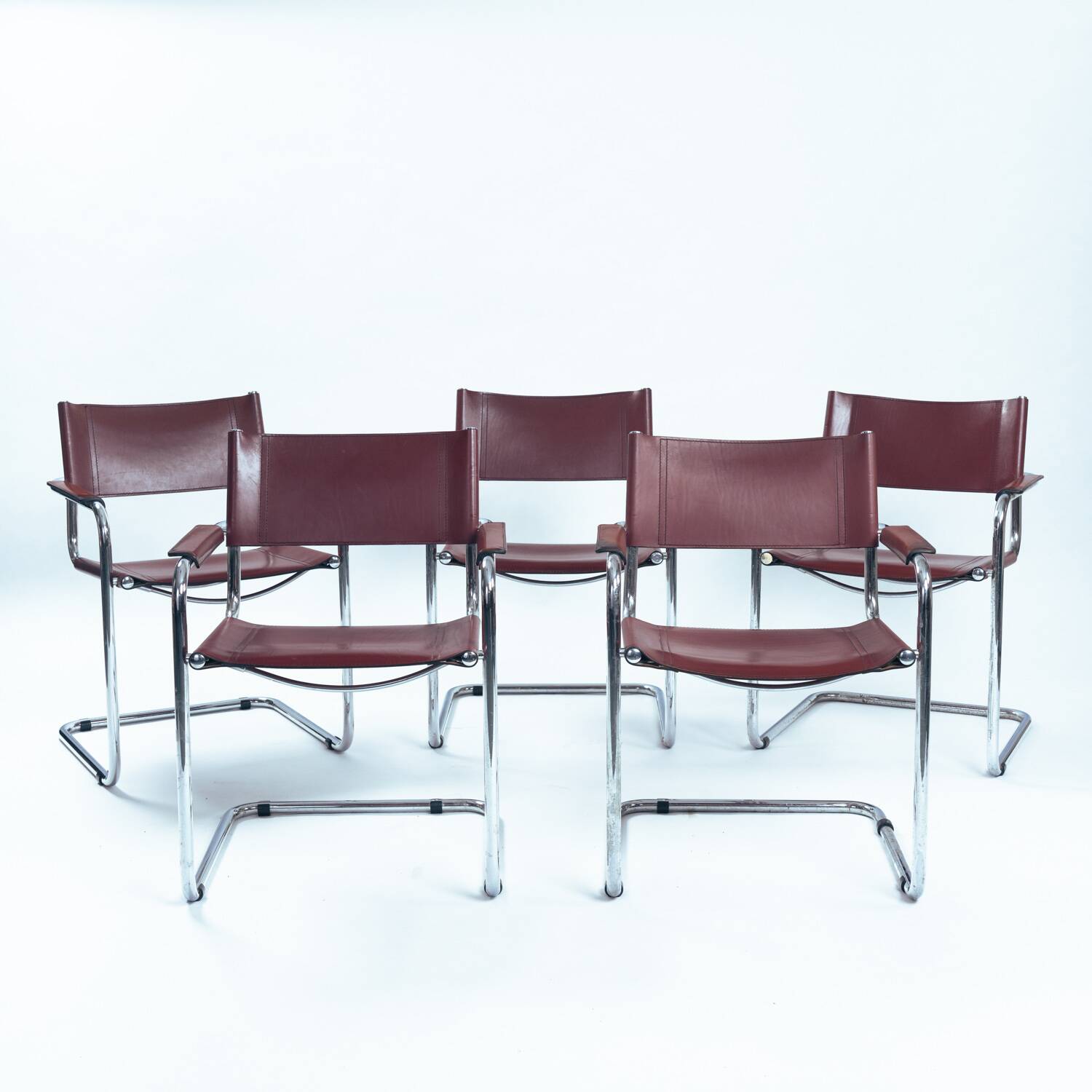Chaises Bauhaus en cuir, Fasem 1980s