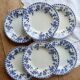 6 antique deep plates, blue and white Dresden porcelain