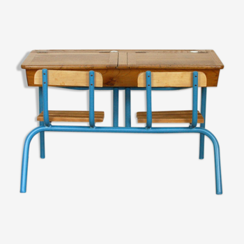 School desk double navy blue