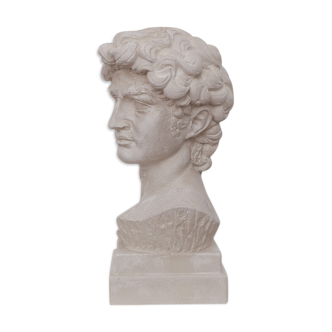 David head in waxed ivory white concrete
