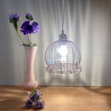 Suspension globe vintage en verre rose