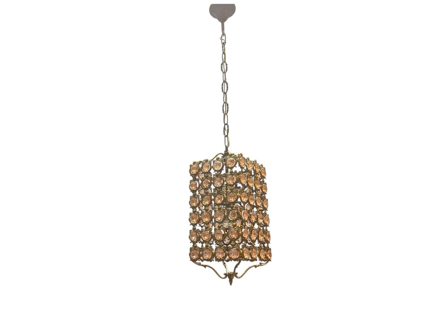 Bronze Pink Crystal Light Pendant 1960’s