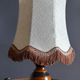 Table lamp foot turned wood and lampshade pagoda ecru/brown, seventies