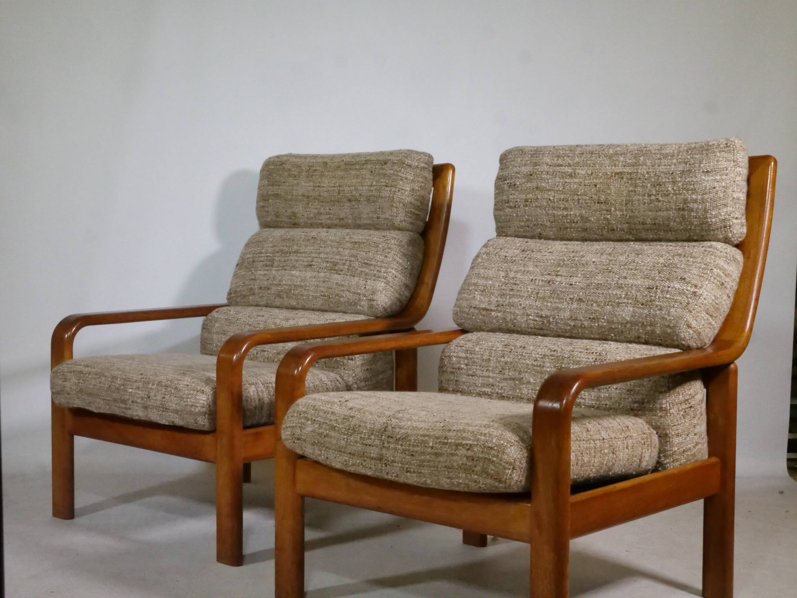 Teak Highback Lounge Chairs by L. Olsen & Søn, Set of 2, Denmark, 1960s