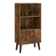 Mid-Century Modern Bookcase with Doors and Storage Cabinet, Rustic Brown