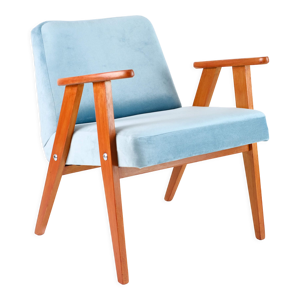 Fauteuil vintage 366 bleu ciel,