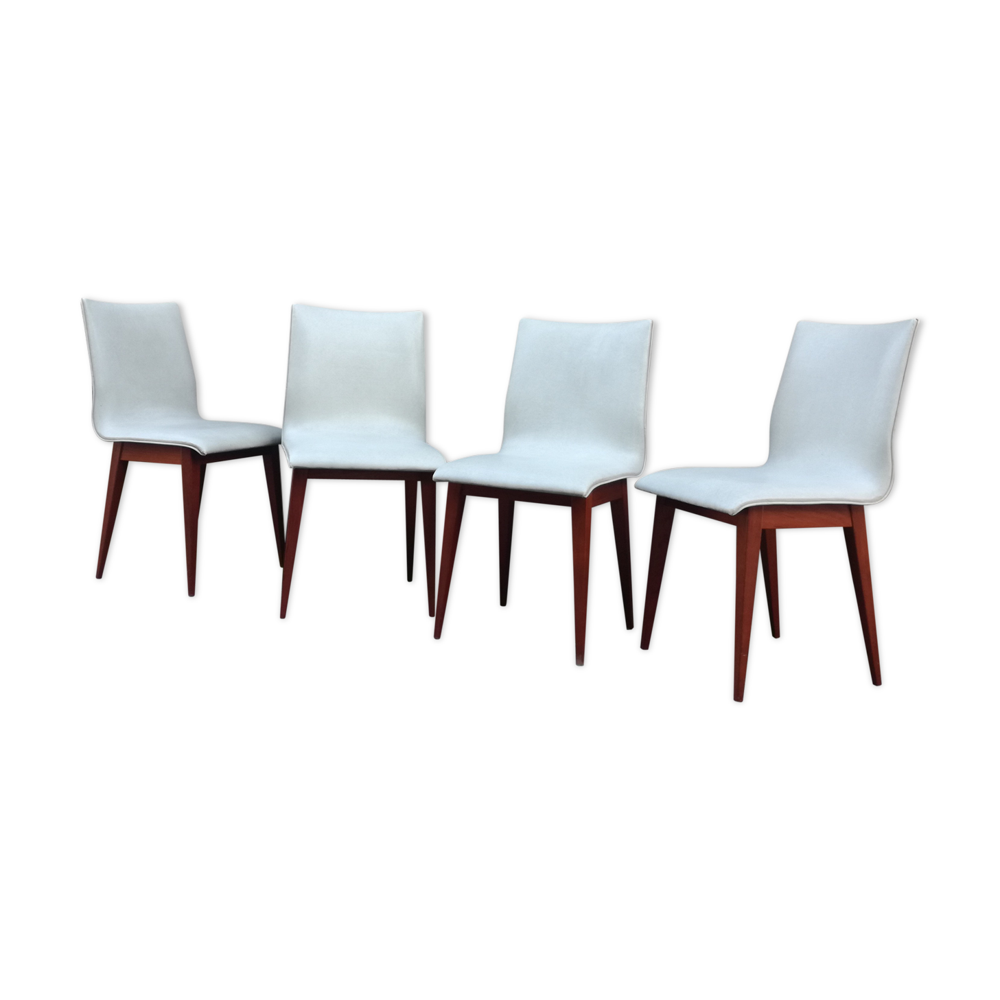 Lot de 4 chaises en simili cuir des années 1950