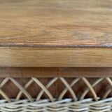 Chiffonnier vintage en rotin et pieds compas 1950