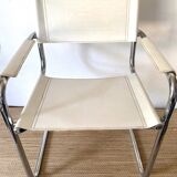 Matteo Grassi style faux leather and chrome armchair