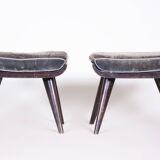 Pair of Art Deco Beech Stools, Original Preserved Condition, Czech, 1920s