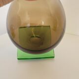 Carafe et 2 verres en verre vert et marron modèle original