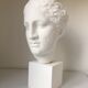 Greek Ap Hygie head. Scopas Hellenistic Greek art in plaster-bleached terracotta