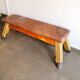banc vintage en cuir, Tchécoslovaquie années 60, banc de gym, cheval d'arçon