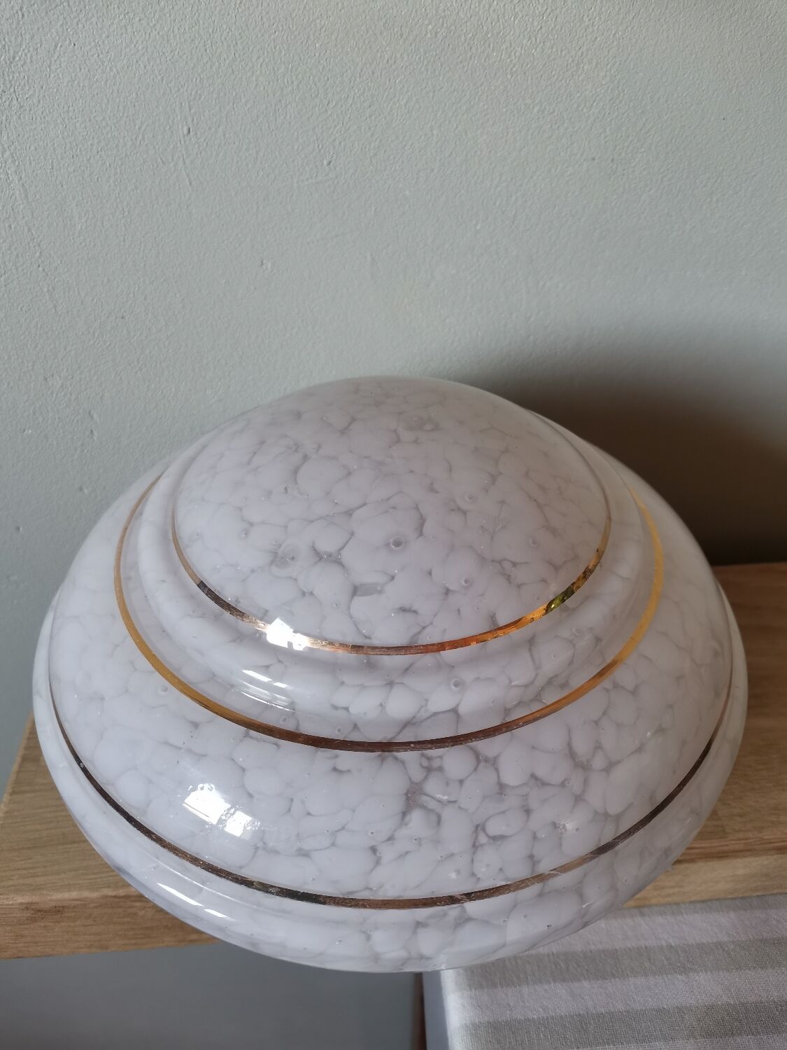 Lamp globe supension vintage ceiling lamp in white clichy glass Golden border