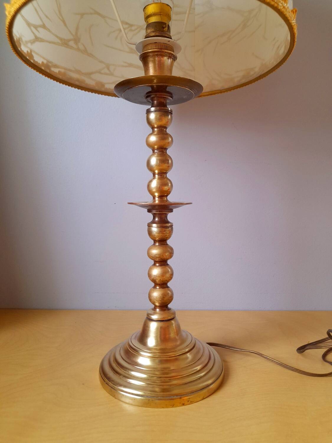 Turned brass lamp, 1960.