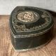 Old large leather jewelry box with a central medallion, XIX century, Napoleon III