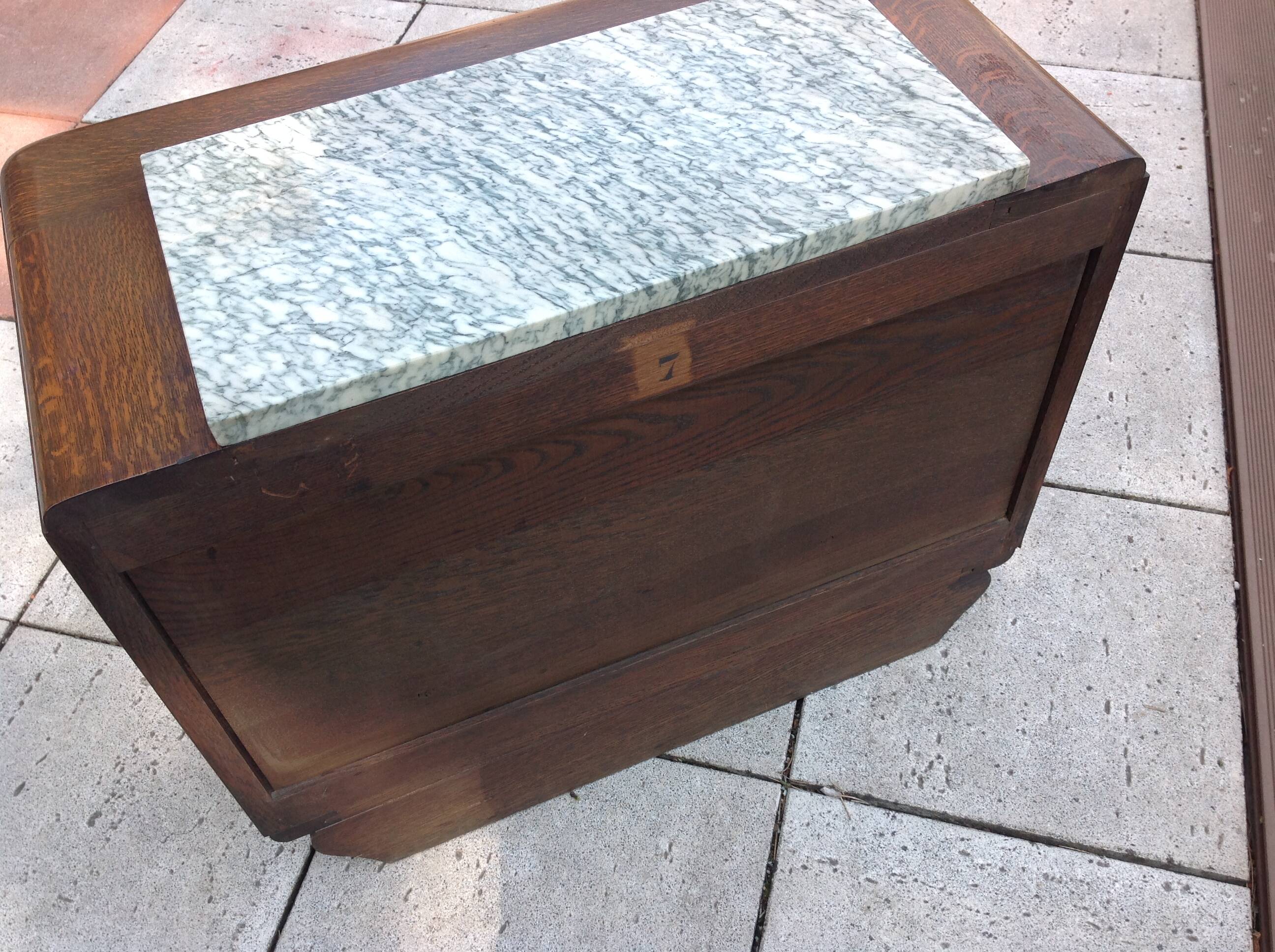 Two-door oak bedside table / 50s/60s