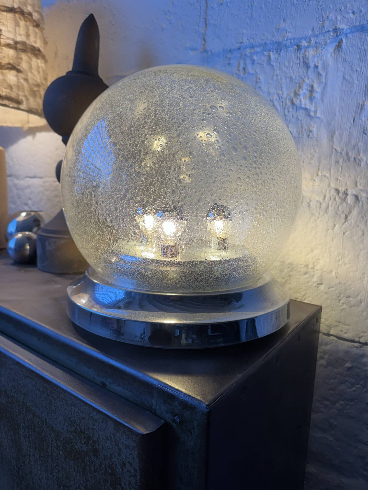 Lampe de table verre bullé Space Age années 70