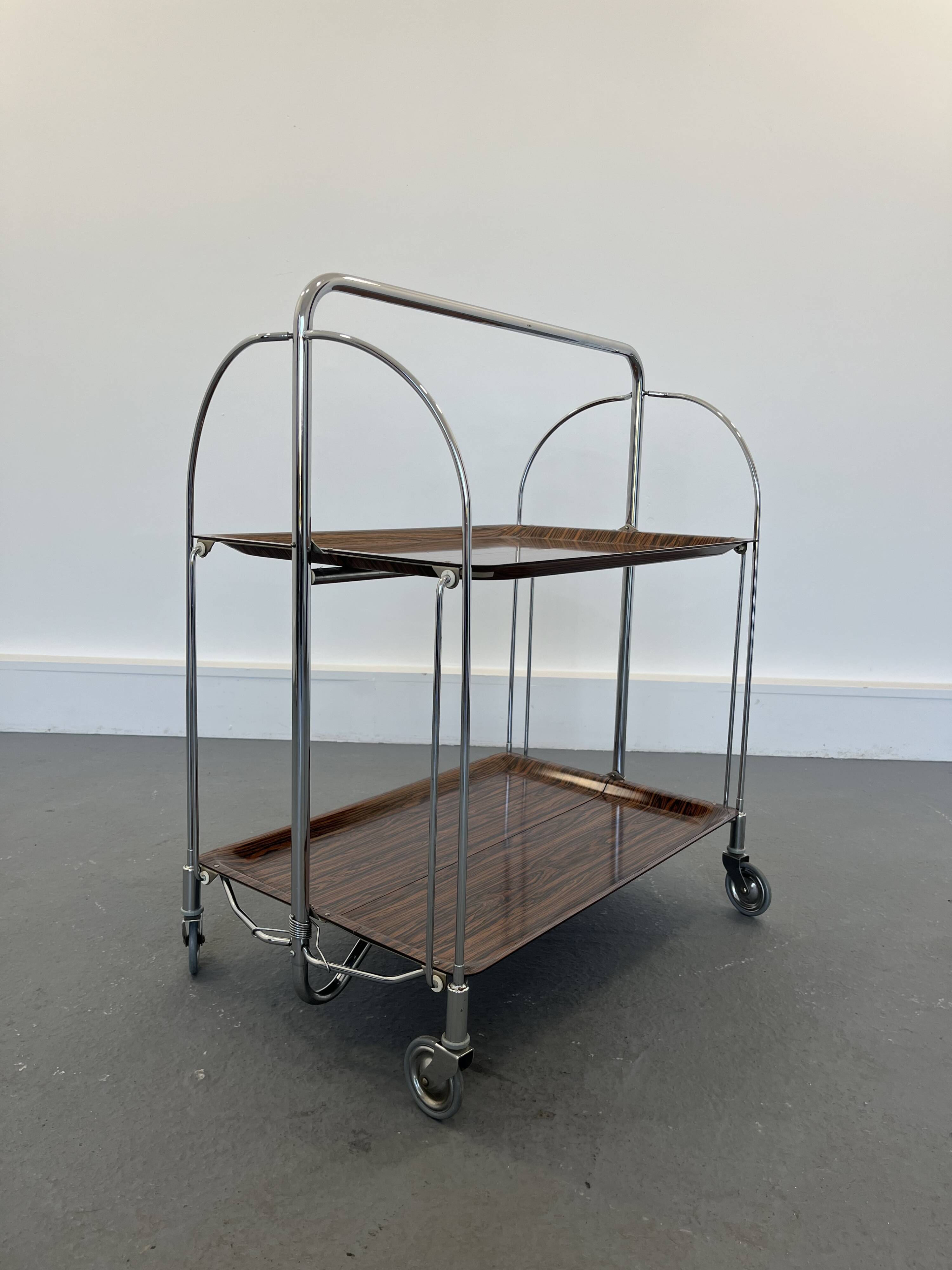 Mid-century foldable serving trolley from bremshey solingen,1960s