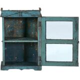 Old blue showcase old teak wood piece and patina of origin india